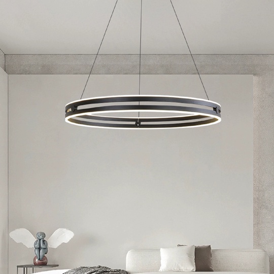 Светильник подвесной черный Elypz, металл, трос 120 см, 60*7.5 см, LED