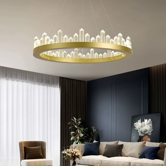 Люстра подвесная, золото, кристалл, LOUIS 40*11 металл, LED.