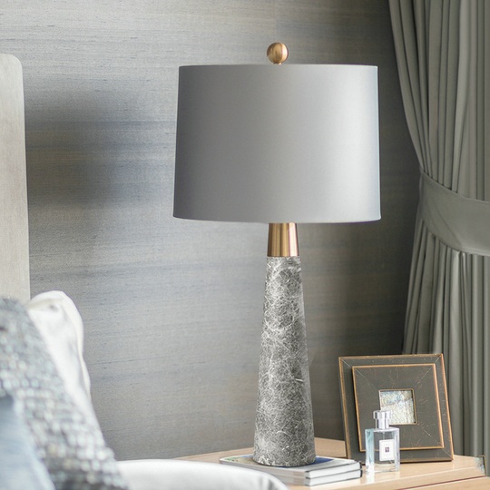настольная лампа мрамор серая Houston Grey Marble, 38*70 см, светодиодная, E27*1 шт