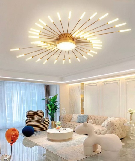 Люстра золотая Alventra, металл, 128*9 см, светодиодная, LED