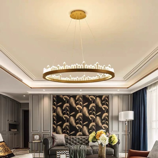 Люстра подвесная, золото, кристалл, LOUIS 100*11 металл, LED.