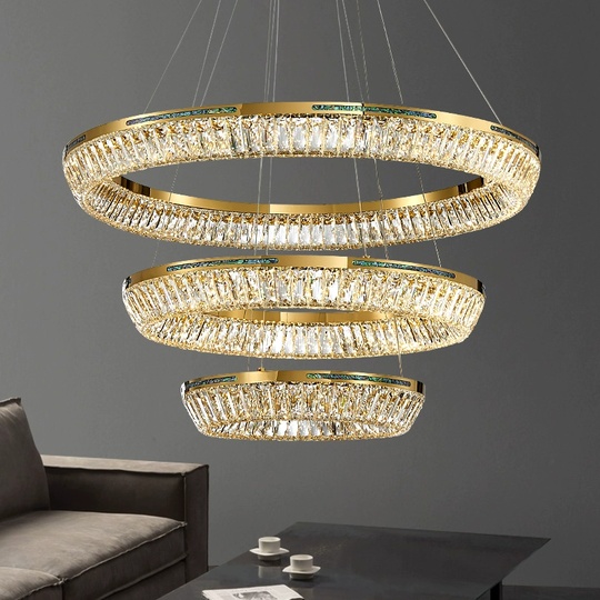 Люстра подвесная CANAN 40*180 золотой, хрусталь, металл, LED.