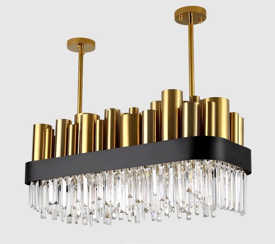 Люстра подвесная бронзовая Epivorn, металл, кристалл, трос 100 см, 90*45 см, LED