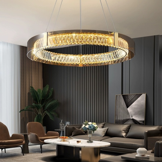 Люстра подвесная, хром, хрусталь, BELLA 80*9 металл, LED.