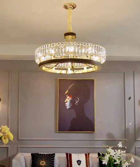 Люстра подвесная BILGEHAN 50*35 золото, кристалл, металл, LED.