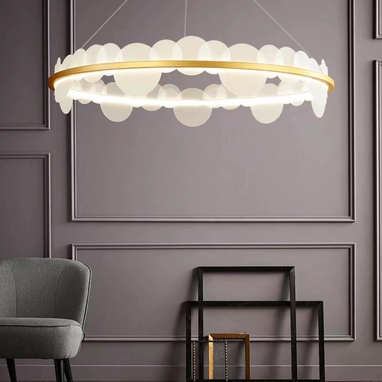 Люстра подвесная, золото, ПММА, REBECKA 100*16, металл, LED.