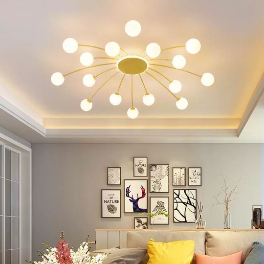 Люстра золотая Unevio, металл, стекло матовое, 97*17 см, светодиодная, LED, G9