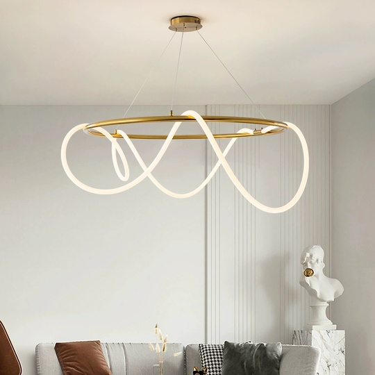Светильник подвесной бронзовый Eclipsera, металл, трос 120 см, 60*30 см, LED