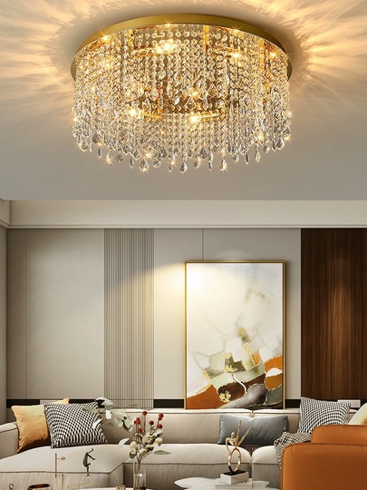 Люстра подвесная, золотой, кристалл, SPARKLING 80*17, металл, E14.