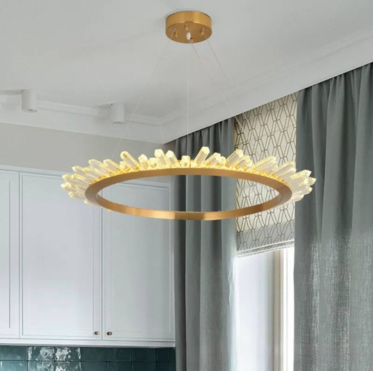 Люстра подвесная, золото, кристалл, KESTER 60*15 металл, LED.