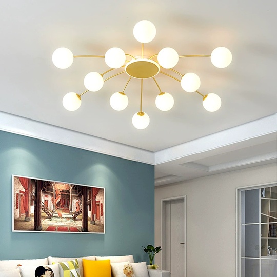 Люстра золотая Unevio, металл, стекло матовое, 97*17 см, светодиодная, LED, G9