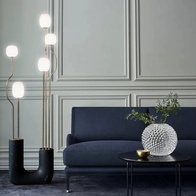 Торшер черный Virilo, 43*143 см, LED, G9*5, мрамор, 10 Вт