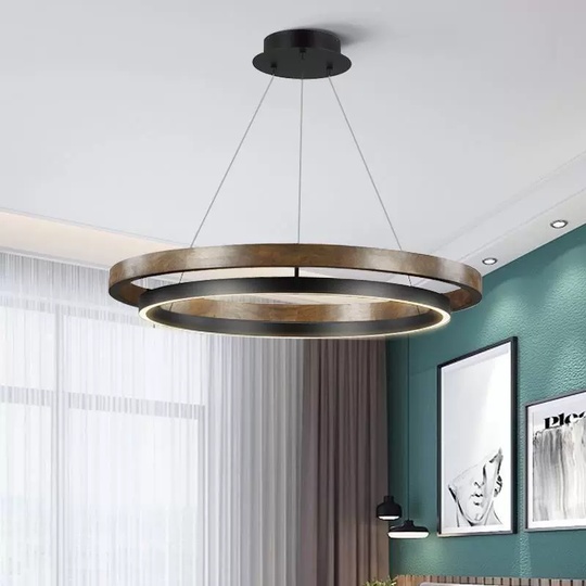 Светильник подвесной черный, коричневый Elyxen, металл, 80*95 см, LED