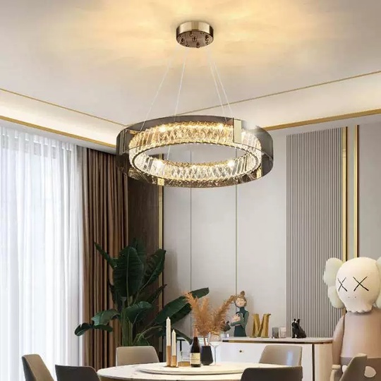 Люстра подвесная, хром, хрусталь, BELLA 60*9 металл, LED.