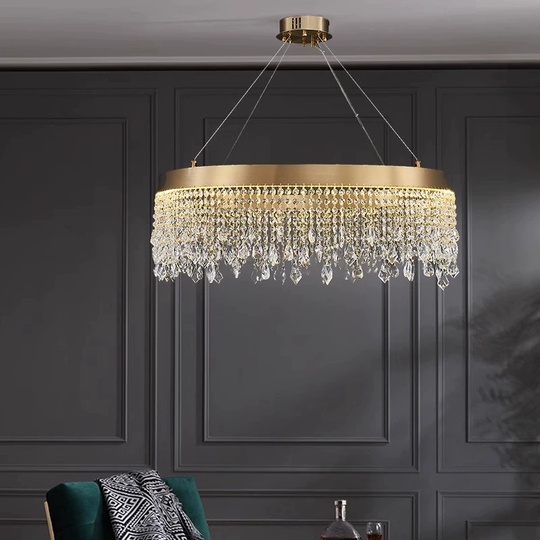 Люстра подвесная FATMA 60*30 бронза, хрусталь, металл, LED.