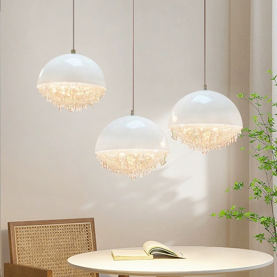 Люстра подвесная, серебро, белый, кристалл, SALENA 40*50 металл, LED.