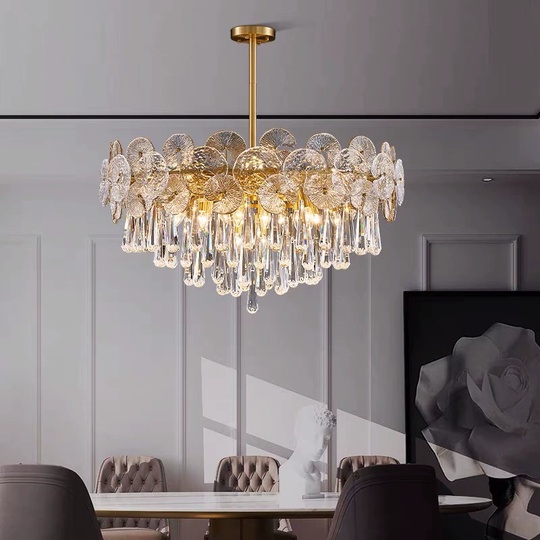 Люстра подвесная, бронза, кристалл, OSCAR 50*42 металл, E14.