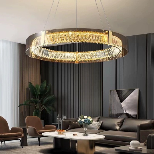 Люстра подвесная, хром, хрусталь, BELLA 45*9 металл, LED.