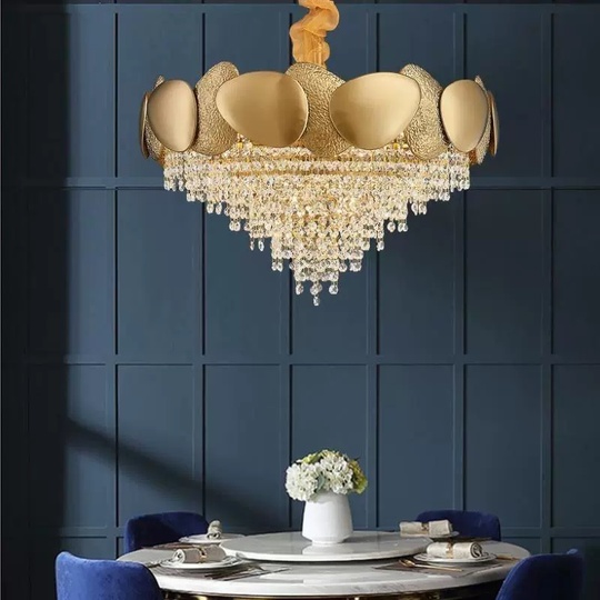 Люстра подвесная золотая Elyvron, металл, 50 см, 60*40 см, Е14
