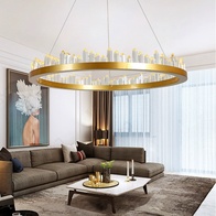 Люстра подвесная, золото, кристалл, LOUIS 100*11 металл, LED.