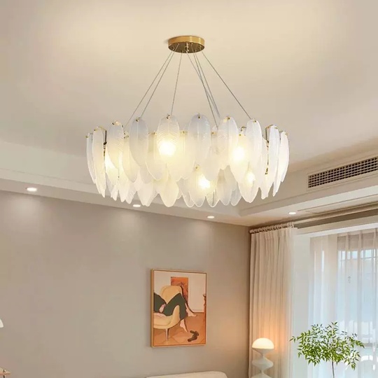 Люстра подвесная BURCU 60*25 золото, стекло, металл, Е14.