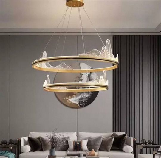 Люстра подвесная, медь, ПММА, ABBAS GOLD 40*60, металл, LED