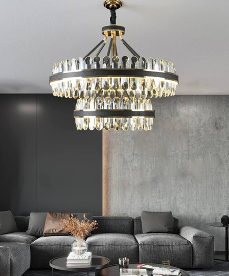 Люстра подвесная BIHTER 50*40 золото, кристалл, металл, LED.