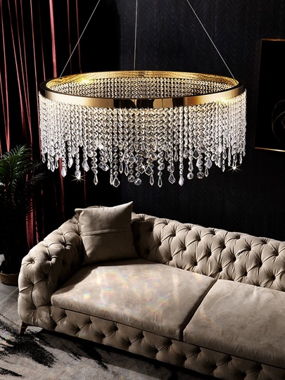 Люстра подвесная FATMA 80*30 бронза, хрусталь, металл, LED.