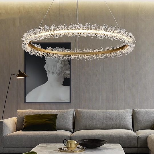 Люстра подвесная, золотой, кристалл, LADYWISE 60*120, металл, LED.
