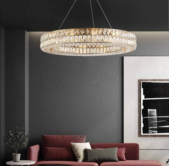 Люстра золотая Evlorm, металл, кристалл, 60*12 см, подвесная, Е14