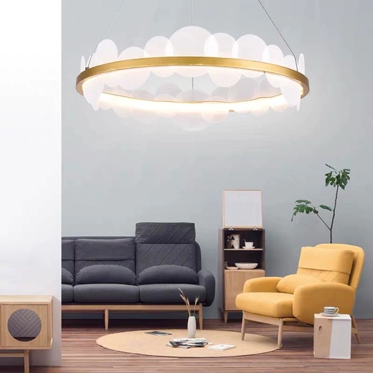 Люстра подвесная, золото, ПММА, REBECKA 60*16, металл, LED.