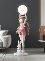 Торшер девушка с шаром розового цвета Bunny Girl. Светодиодный, E27, Стекло, 120*36 см. Напольный светильник
