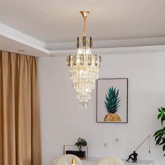 Люстра подвесная, золото, кристалл, LARK 120*200 металл, E14.