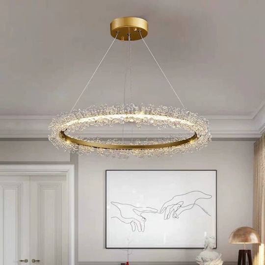 Люстра подвесная, золотой, кристалл, LADYWISE 40*120, металл, LED.