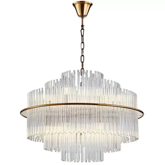 Люстра подвесная бронза Ovitra, металл, стекло, трос 50 см, 80*62 см, G4