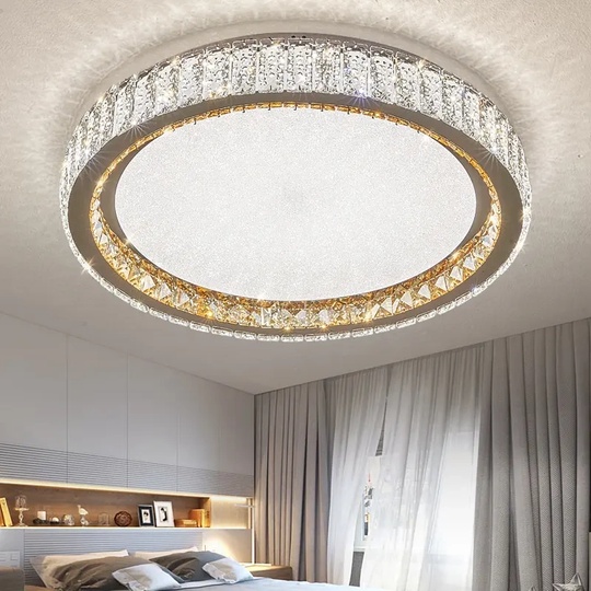 Потолочный светильник, хром, кристалл, GRACE 80*13 металл, LED.