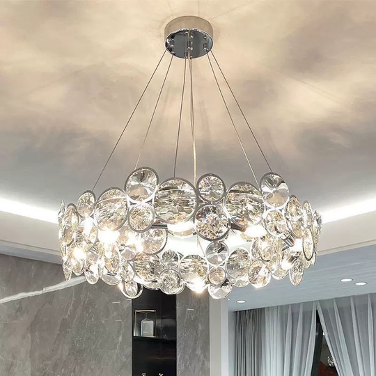 Люстра серебряная Evrynt, металл, 100*20 см, светодиодная, E14
