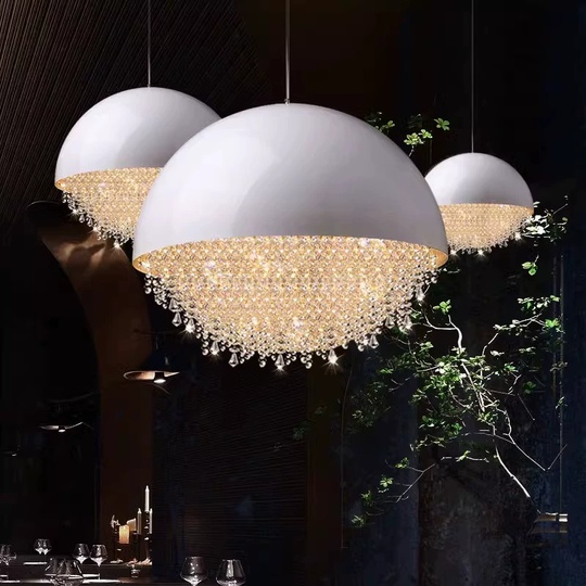 Люстра подвесная, серебро, белый, кристалл, SALENA 30*35 металл, LED.