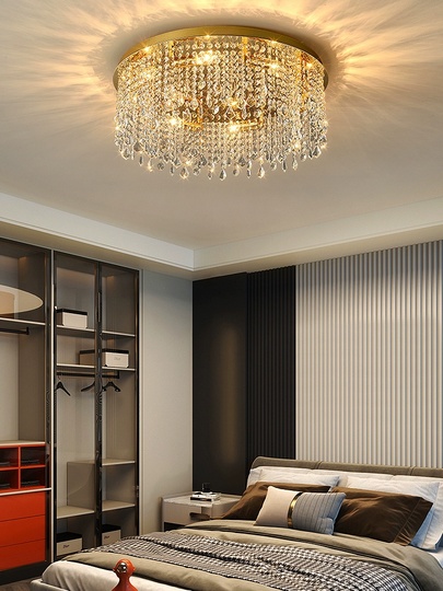 Люстра подвесная, золотой, кристалл, SPARKLING 60*17, металл, E14.