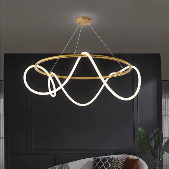 Светильник подвесной бронзовый Eclipsera, металл, трос 120 см, 80*30 см, LED