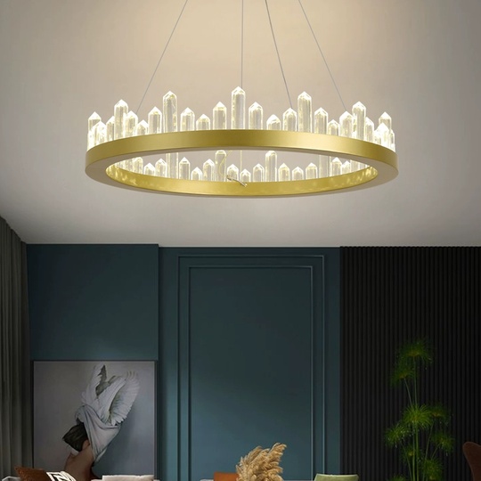 Люстра подвесная, золото, кристалл, LOUIS 40*11 металл, LED.
