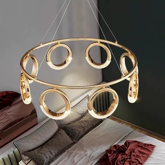 Светильник подвесной золотой Elmara, металл, трос 100 см, 60*26 см, LED