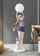 Торшер девушка с шаром купить Bunny Girl. Светодиодный, E27, Стекло, 120*36 см. Напольный светильник