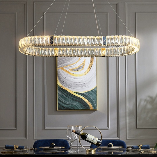 Люстра подвесная CEVHER 100*150 золотой, хрусталь, металл, LED.