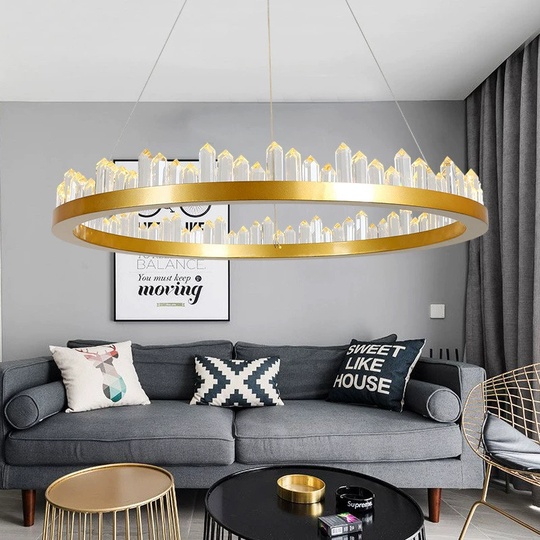 Люстра подвесная, золото, кристалл, LOUIS 100*11 металл, LED.