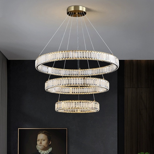 Люстра подвесная CALISKAN 100*150 золотой, хрусталь, металл, LED.