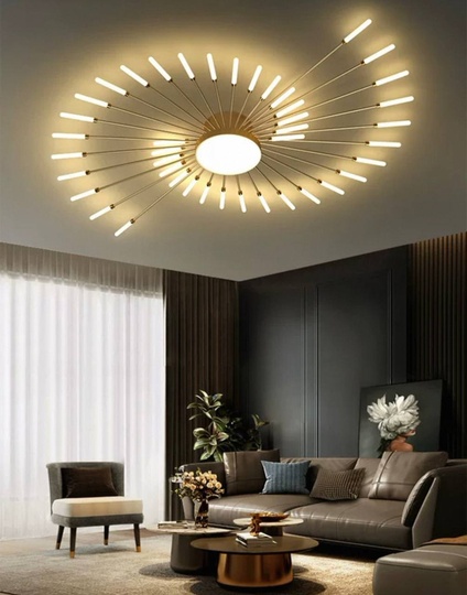 Люстра золотая Alventra, металл, 128*9 см, светодиодная, LED