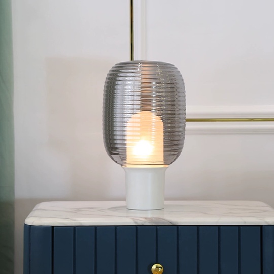 Настольная лампа HARRY 23*39, дымчатый пепел, алюминий, стекло.