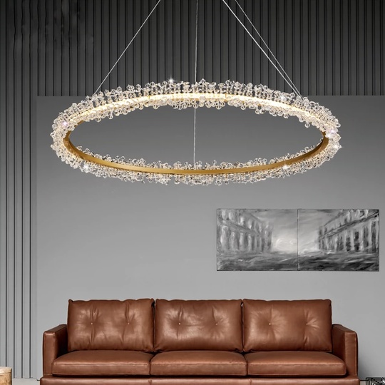 Люстра подвесная, золотой, кристалл, LADYWISE 60*120, металл, LED.