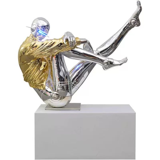 Дизайнерский торшер-статуя Man Statue, хром, 153 см